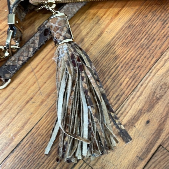 Michael Kors Embossed Leather Crossbody Bag Brown Python Snakeskin - Picture 6 of 13